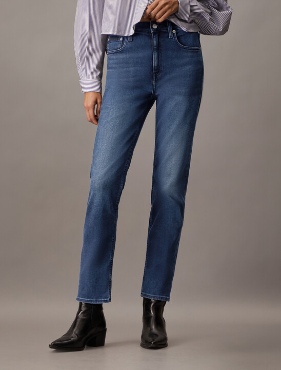 Luxe Lined High Rise Slim Straight Jeans