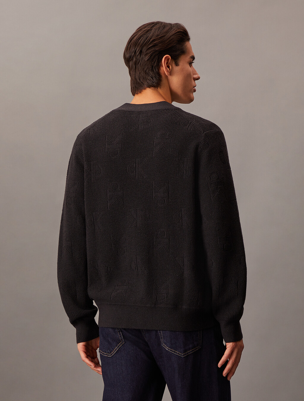 Monogram 標誌寬鬆開襟外套, Ck Black, hi-res