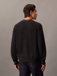 Monogram 標誌寬鬆開襟外套, Ck Black, hi-res