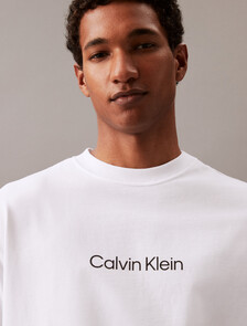 Calvin Logo 圓領上衣, Brilliant White, hi-res