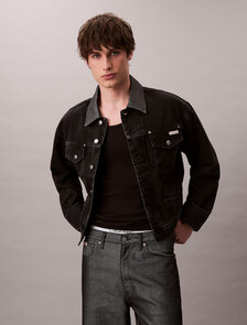 80s Icon Denim Trucker Jacket, 205 BLACK SHINE, hi-res