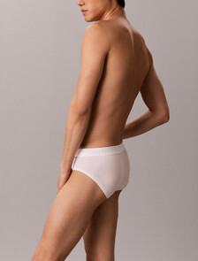 CK Black Cotton Stretch Hip Brief, White, hi-res
