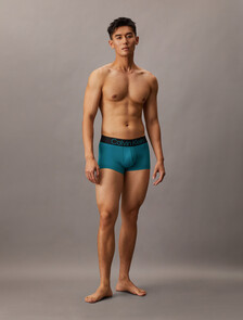 3 件套組對比標誌低腰平口內褲, black/ high rise/ deep tropical teal, hi-res