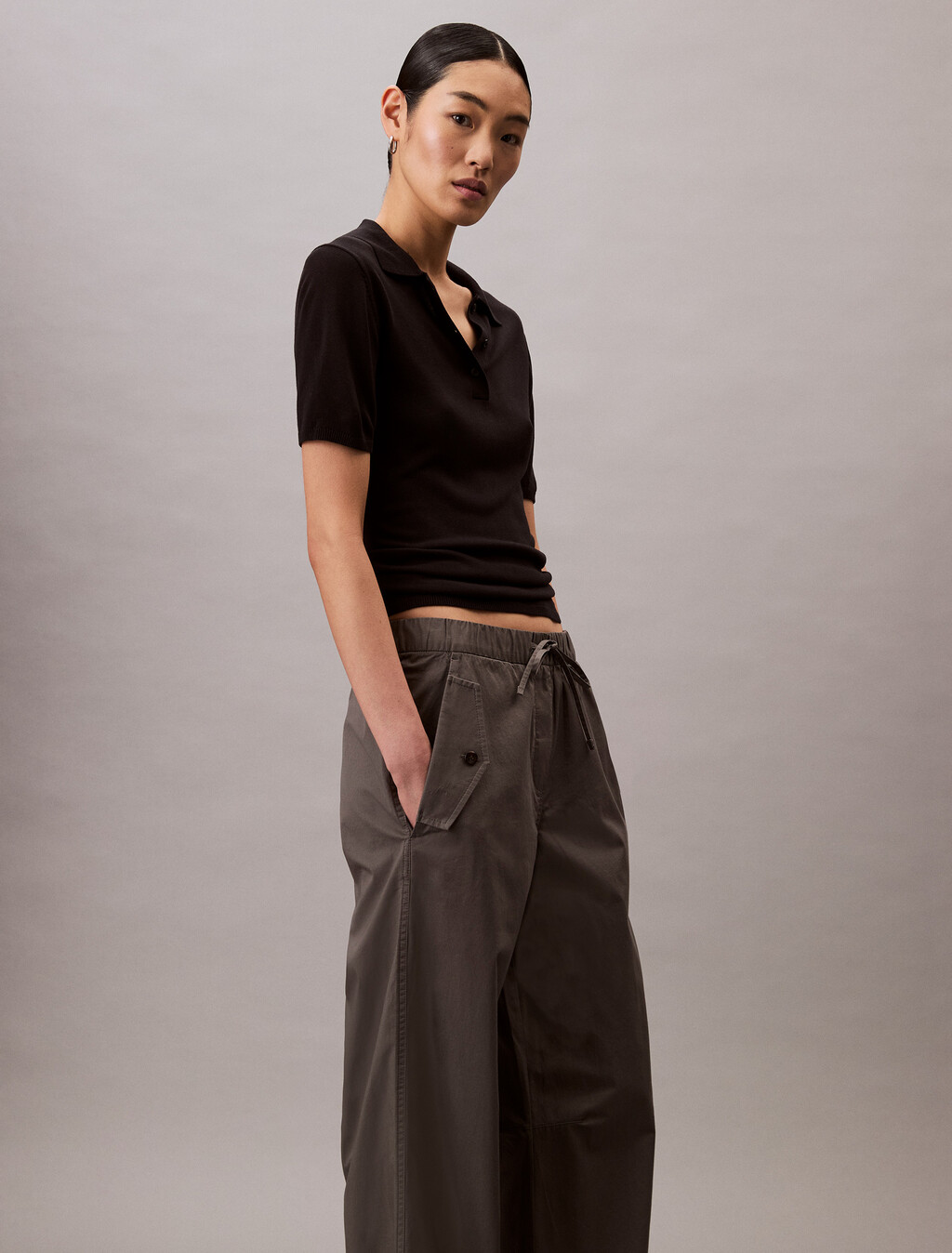 Cotton Twill Cargo Pants, Gunmetal, hi-res