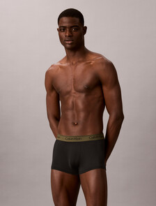 3 Pack Low Rise Trunks - Microfibre Stretch, BLACK W/ BRONZE FLASH WB/Black/Olive Night WBs, hi-res