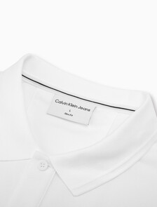 Ck 徽章修身光滑棉質 Polo 衫, Bright White, hi-res