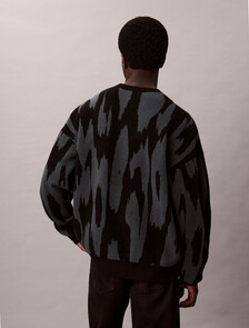 提花圖案寬鬆毛衣, Harlem Night Blue, hi-res