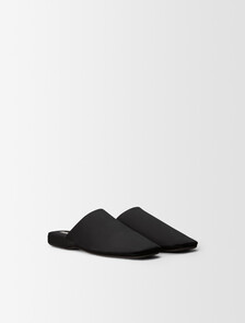 Hugh Silk Satin Slipper, Black, hi-res