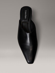 Leather Kitten Heel Mules, PVH Black, hi-res
