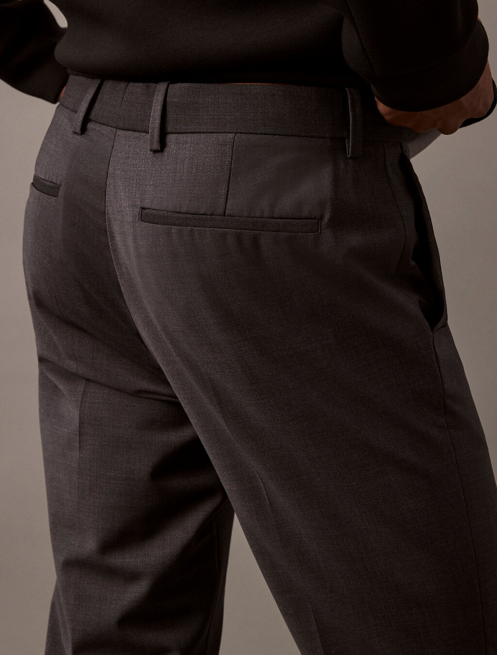 Refined Wool Blend Slim Trouser, Charcoal Heather, hi-res