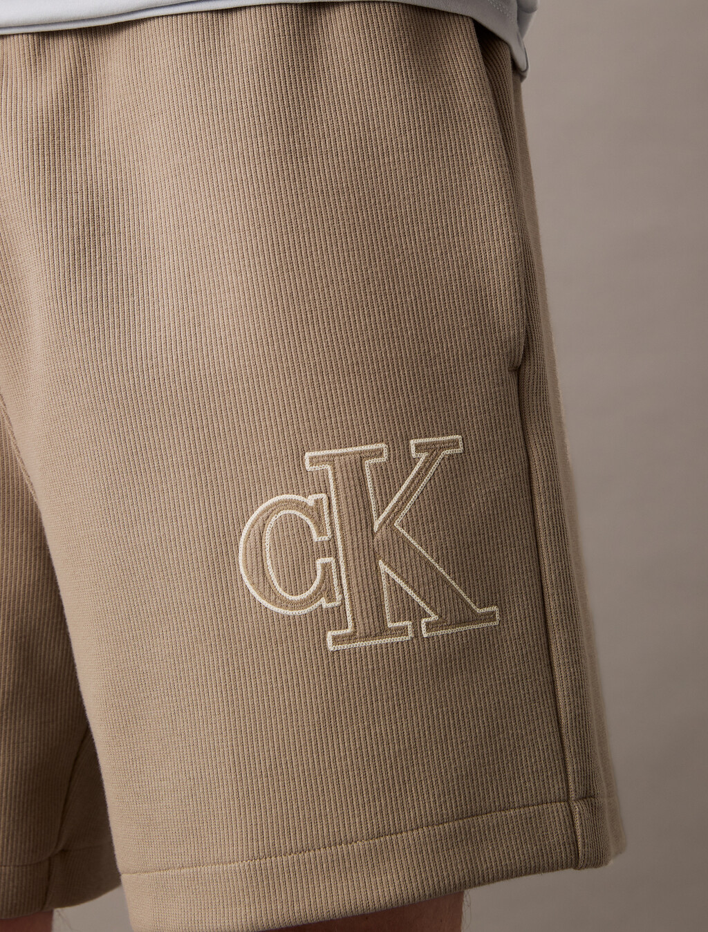 雙羅紋針織 Monogram 刺繡短褲, Vintage Khaki, hi-res