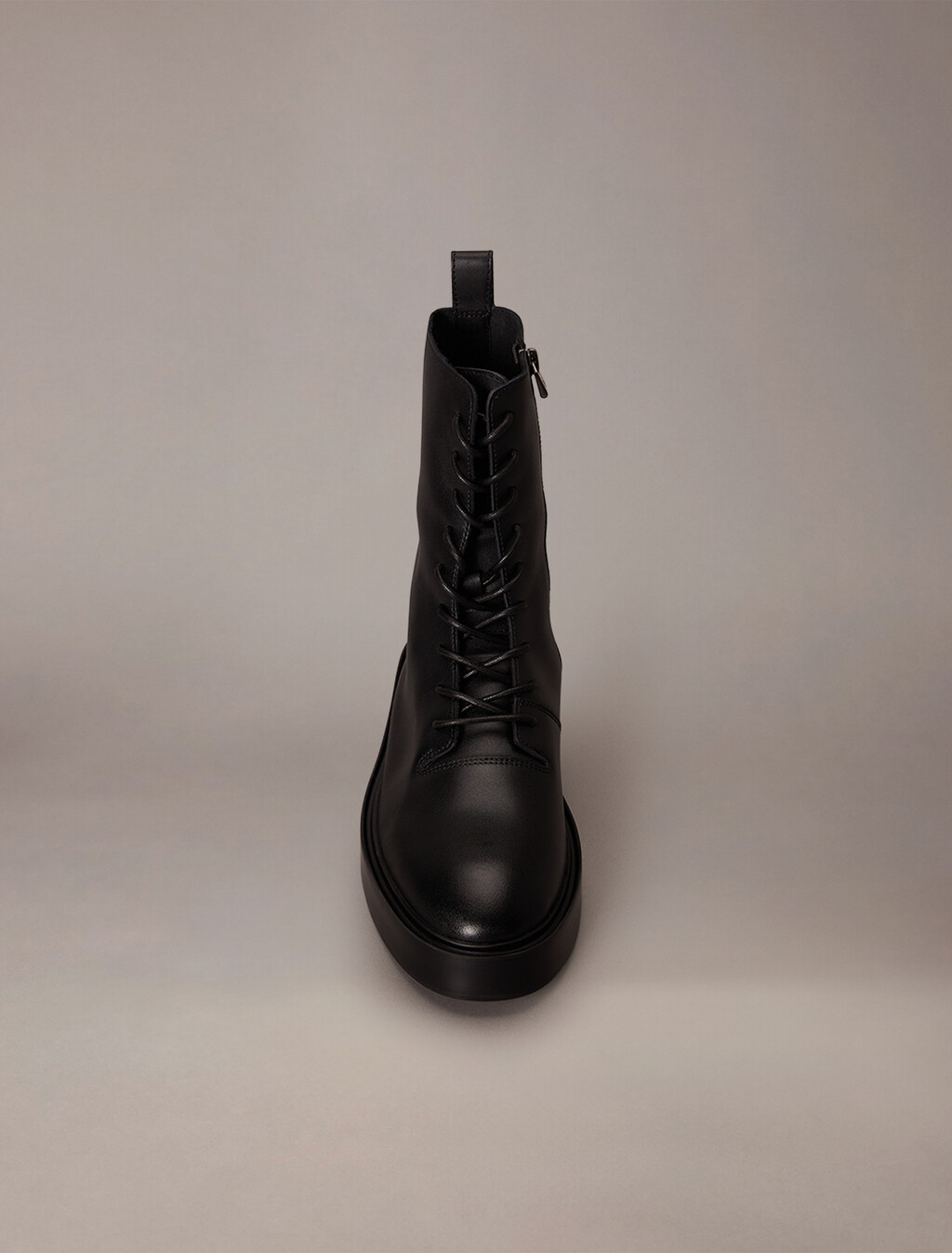 凹沿條繫帶靴, Black, hi-res