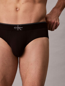 Monogram 超細纖維彈性低腰三角內褲, Black, hi-res