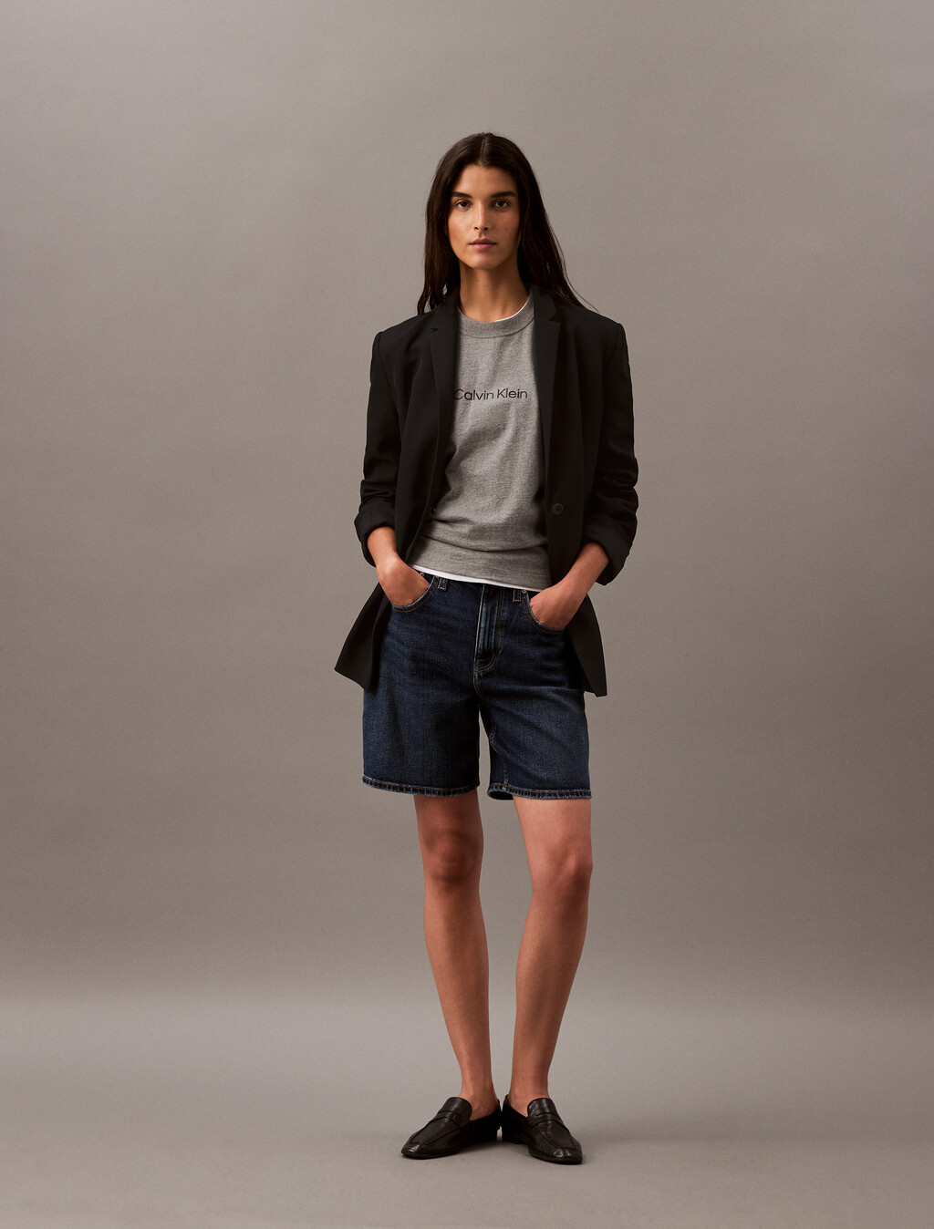 Calvin Klein Hero Modern 方形剪裁 T 恤, Medium Grey Htr, hi-res