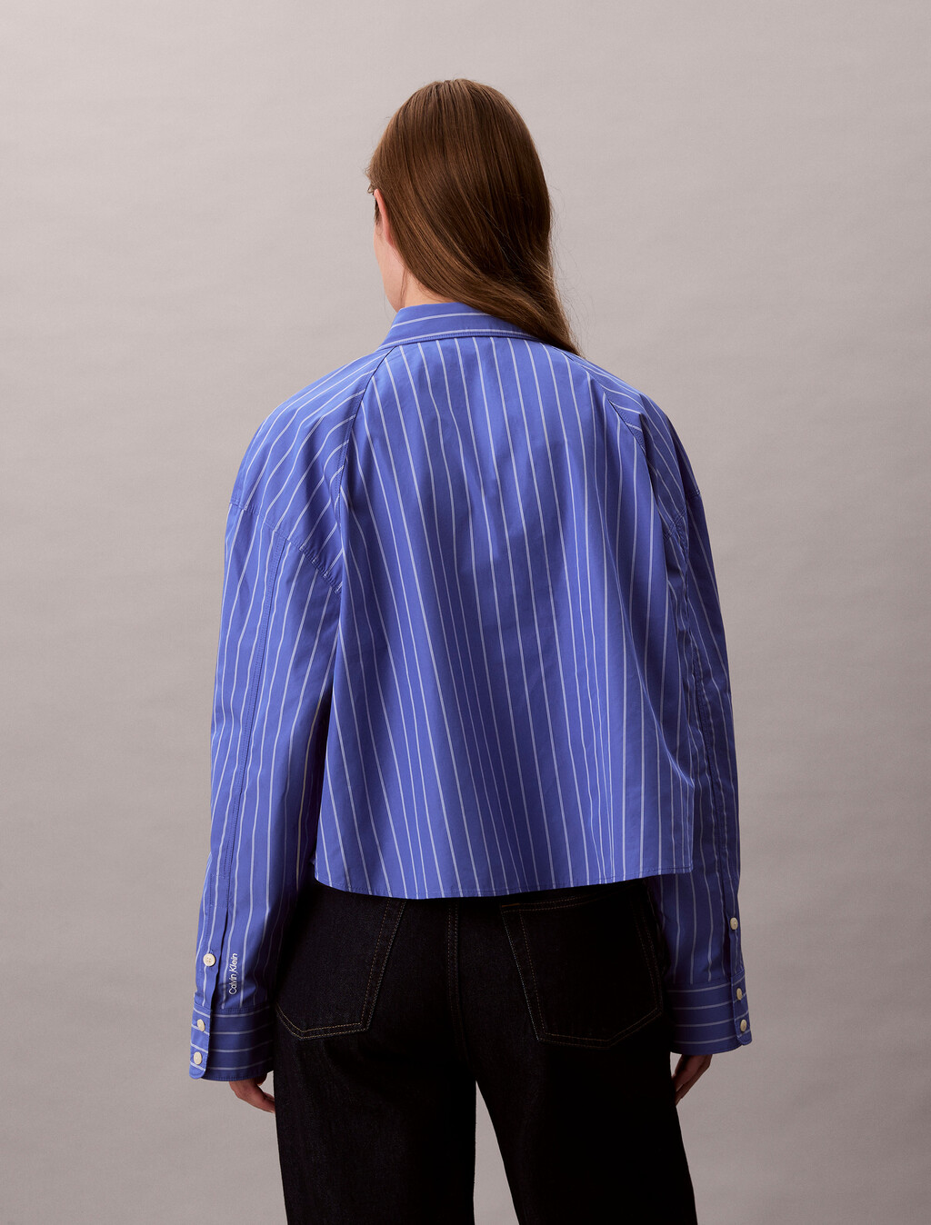 Stripe Cropped Boxy Button-Down Shirt, 19142 CSW25S_W015+6_Amparo, hi-res