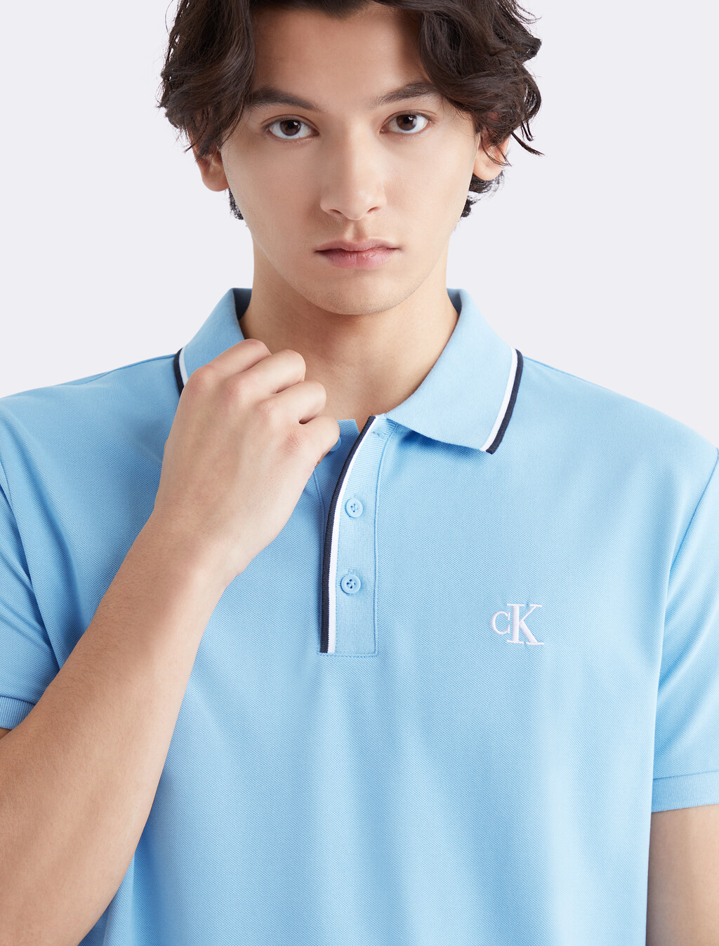 Cooling Cotton Pique Polo, Dusk Blue, hi-res