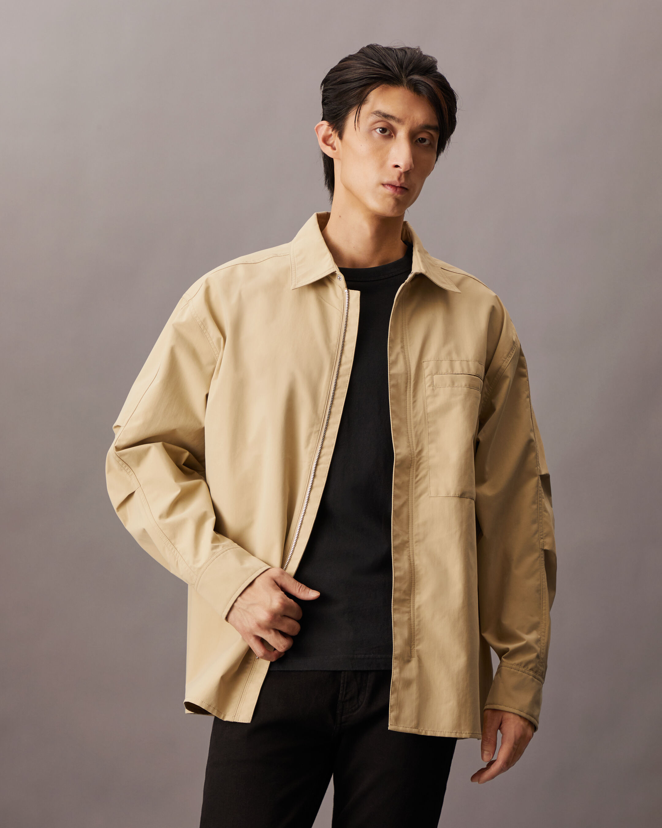 Long sleeve zip up shirt best sale