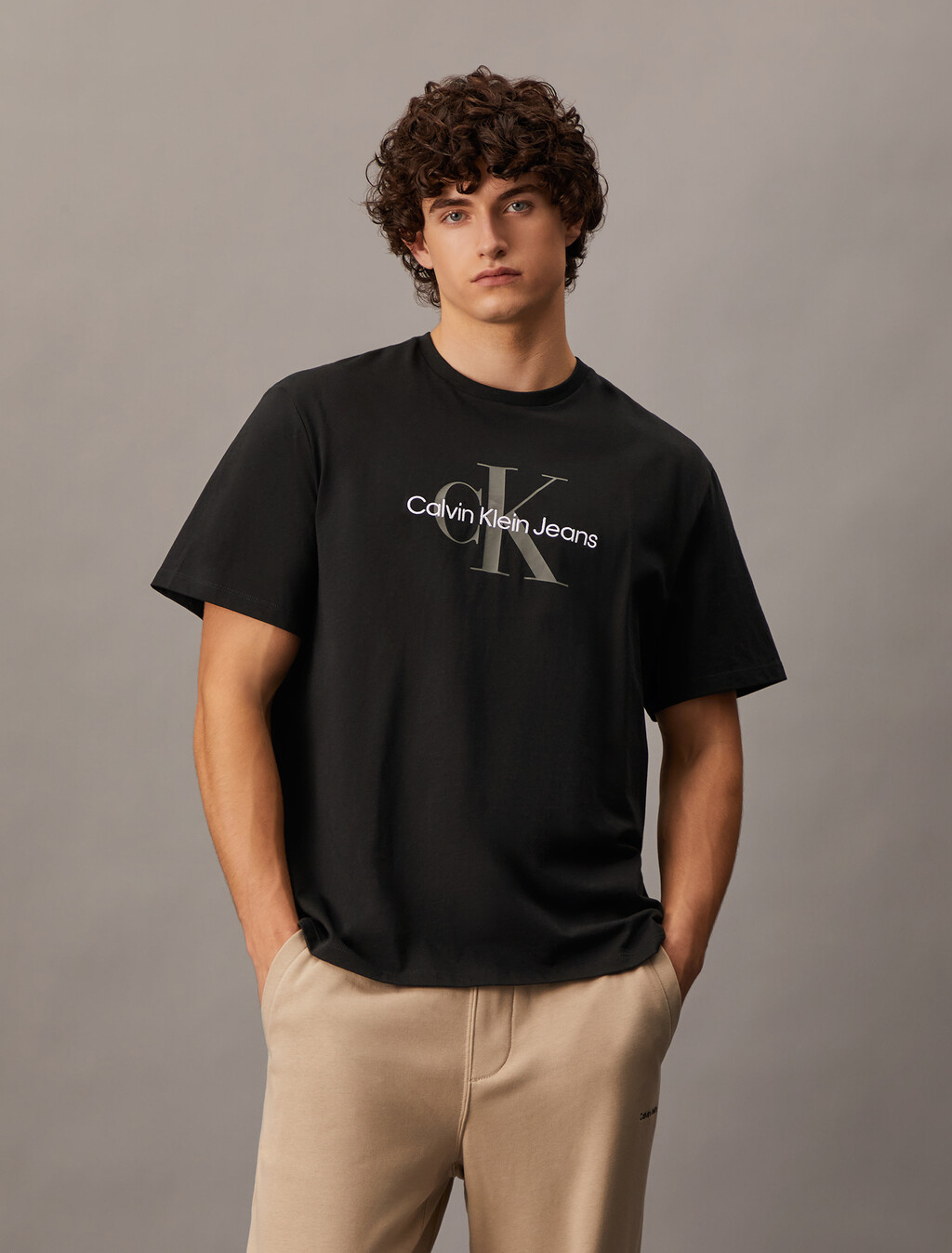 Monogram Logo Graphic Classic Crewneck T-Shirt, Black, hi-res