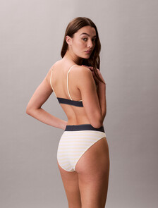 High Waist Bikini Briefs - Graphic Monogram Microfibre Stretch, CENT STRIPE ANISE FLOWER, hi-res