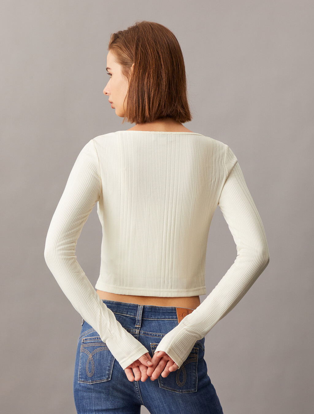 2 in 1 Rib Knit Slim Cardigan, Ivory, hi-res