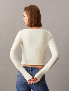 2 in 1 Rib Knit Slim Cardigan, Ivory, hi-res