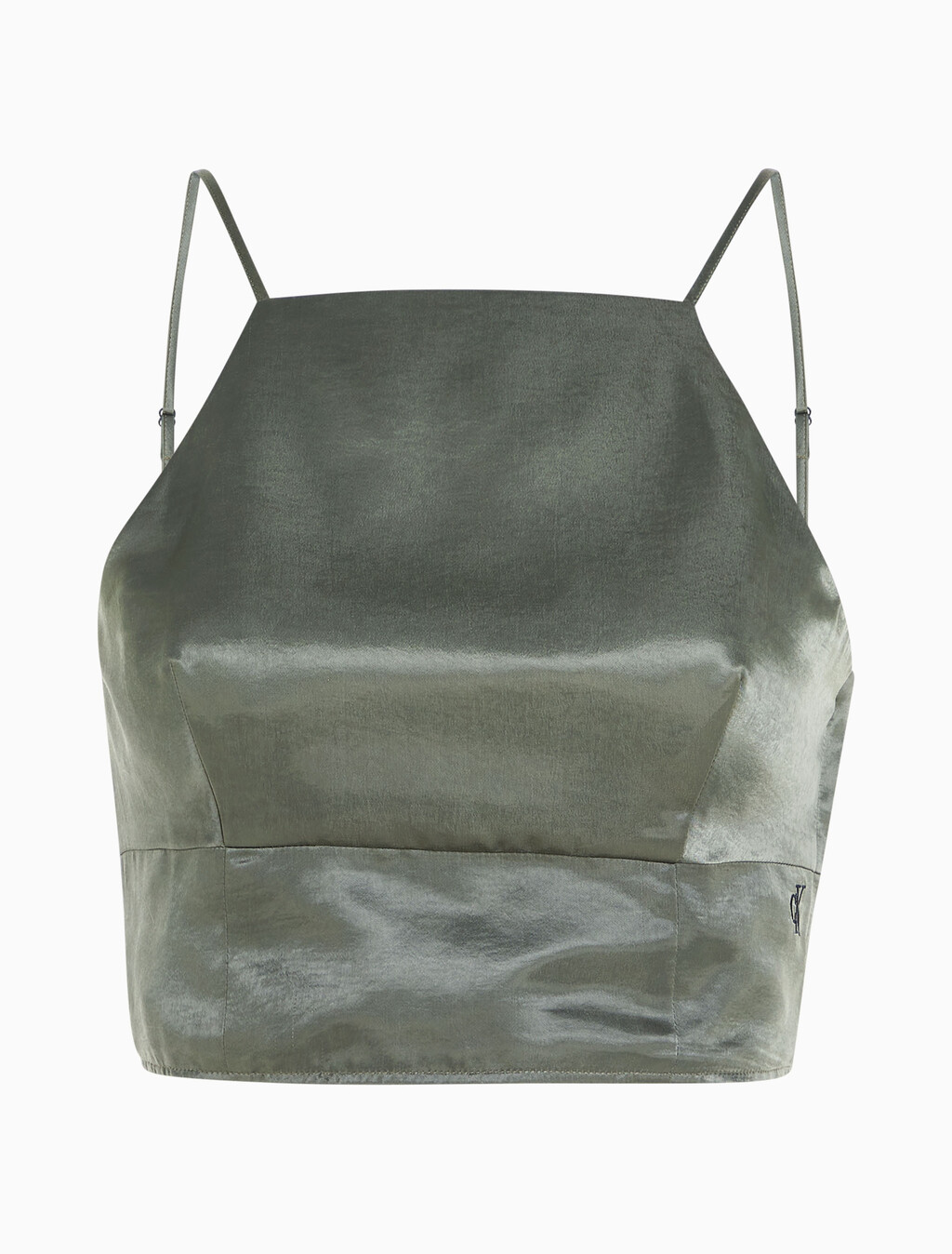 Strappy Satin Tank Top, Dusty Olive, hi-res