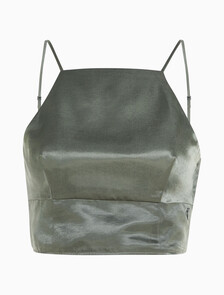 Strappy Satin Tank Top, Dusty Olive, hi-res