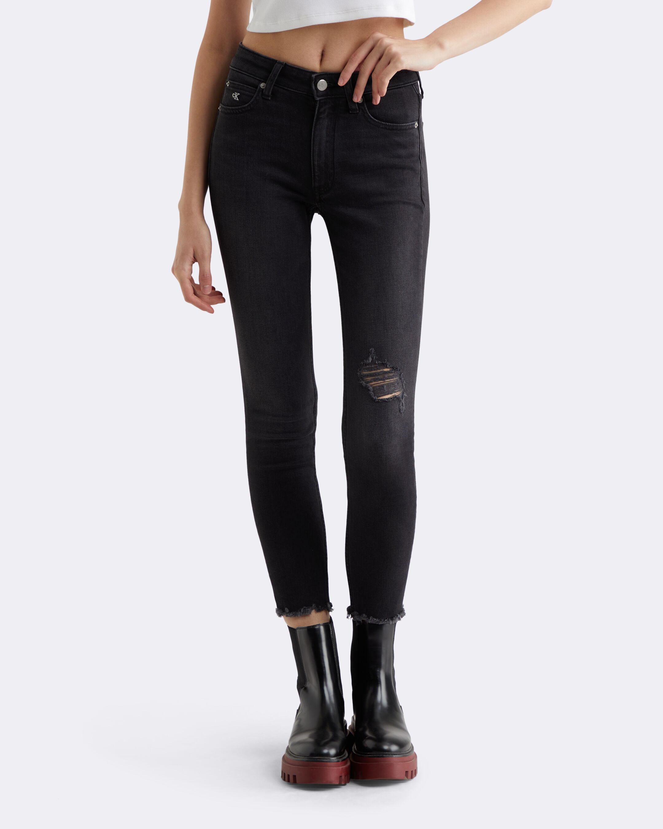 CKJ 010 Distressed High Rise Skinny Ankle Jeans blue Calvin Klein Taiwan