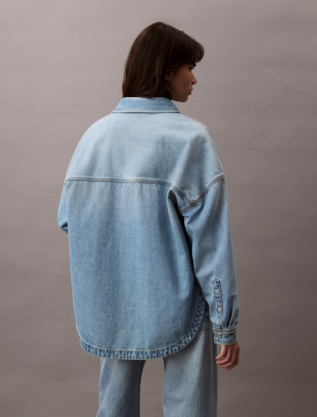 Oversized Denim Utility Shirt, LT BLUE WAVE, hi-res