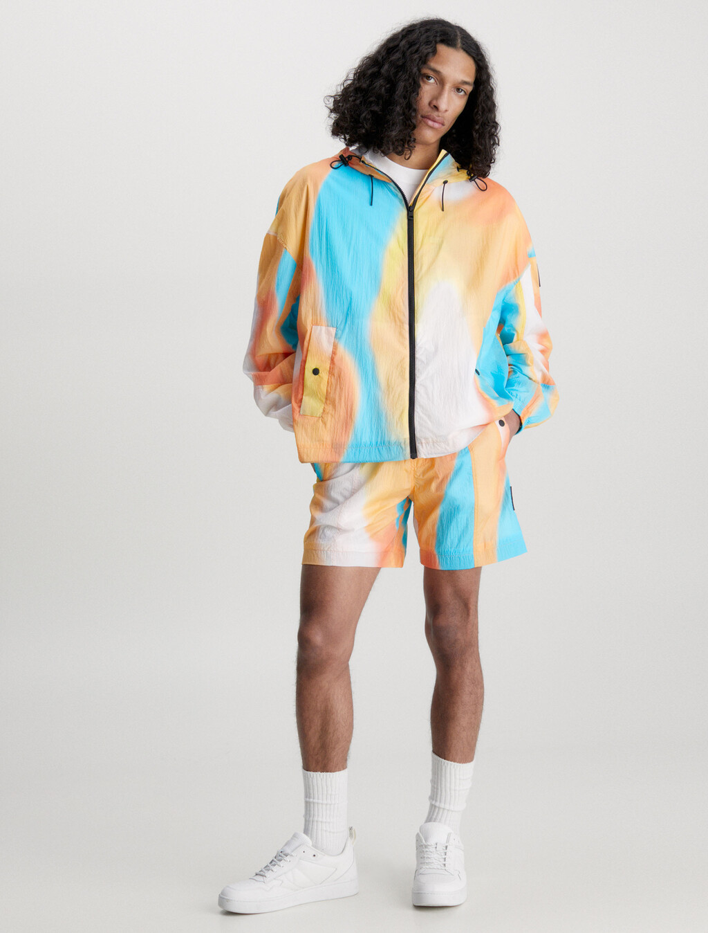 Recycled Nylon Multicolour Shorts, Gradient Shift, hi-res
