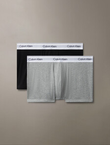 Icon Cotton Stretch Trunks 2 Pack, Grey Heather / Black, hi-res