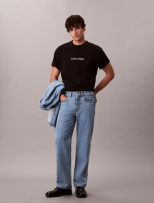Calvin Logo 圓領上衣, Black, hi-res