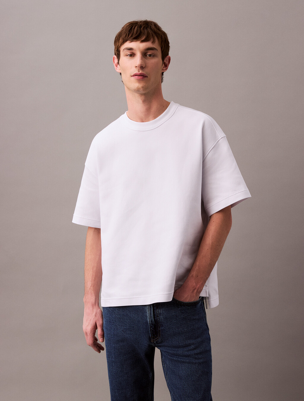 Monogram 珠地紋理 T 恤, Brilliant White, hi-res