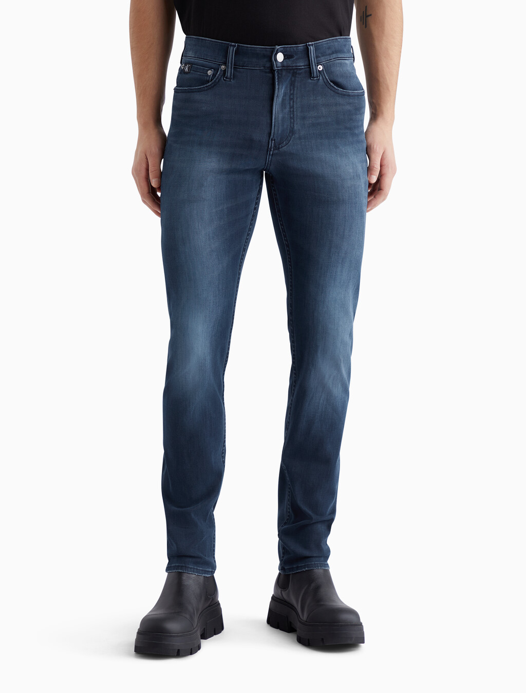 37.5 雙彈力修身窄口牛仔褲, Denim Dark, hi-res