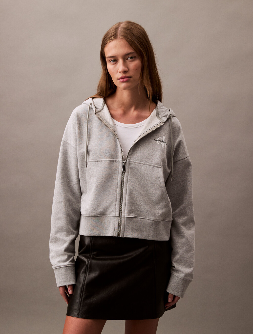 Monogram 棉質毛圈布連帽外套, Heroic Grey Heather, hi-res