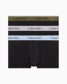 Calvin Klein Logo 低腰貼身短版四角褲 3 件組, BLACK W/ DARK OLIVE/DAPPLE GREY/BEL AIR, hi-res