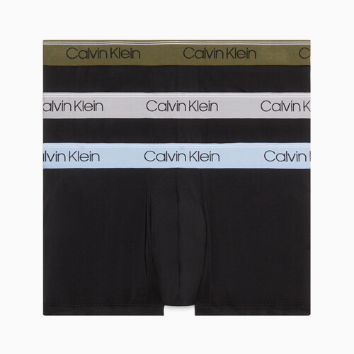 Calvin Klein Logo 低腰貼身短版四角褲 3 件組 BLACK W/ DARK OLIVE/DAPPLE GREY/BEL AIR