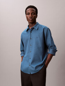 Melange Flannel Relaxed Button-Down Shirt, Wild Wind, hi-res