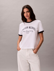Heritage Logo Relaxed Ringer Tee, Bright White, hi-res