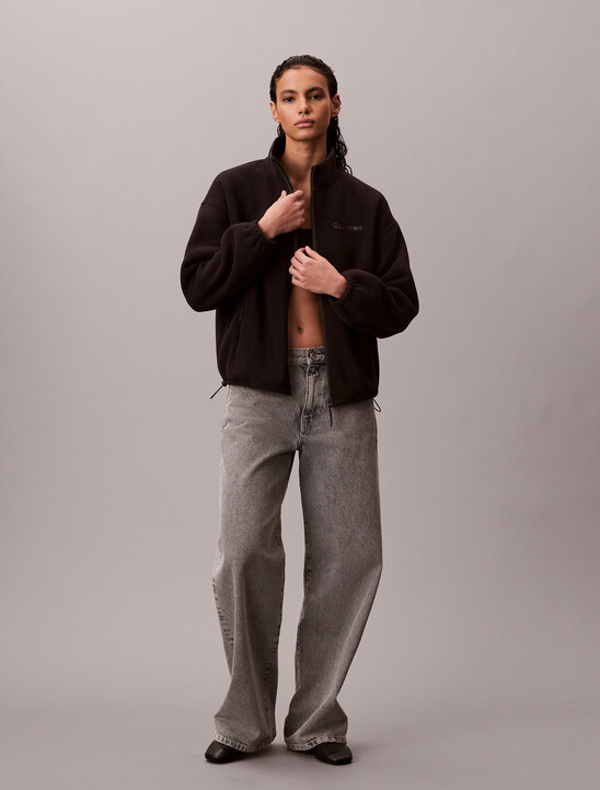 Fleece Relaxed Mock Neck Jacket