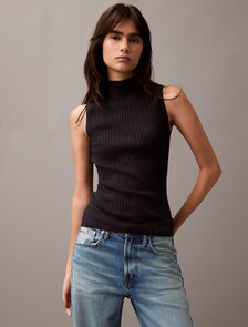Silk Cashmere Mock Neck Tank Top, Vulcan, hi-res