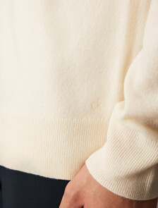 Classic Cashmere Crewneck Sweater, Antique White, hi-res