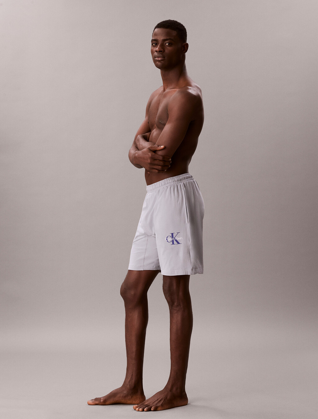 Pyjama Shorts - Icon Cotton Stretch, Misty Grey, hi-res