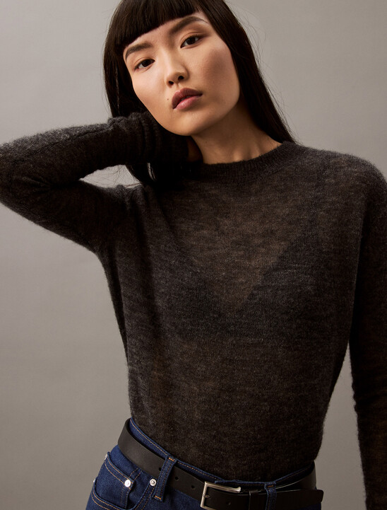 Sheer Alpaca Fine Gauge Crewneck Sweater