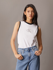 Monogram 修身背心, Brilliant White, hi-res
