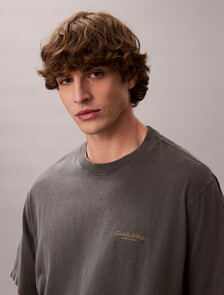 超寬版抽象印花 T 恤, Gray Pinstripe, hi-res