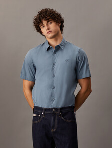 Essentials Monogram Slim Shirt, China Blue, hi-res