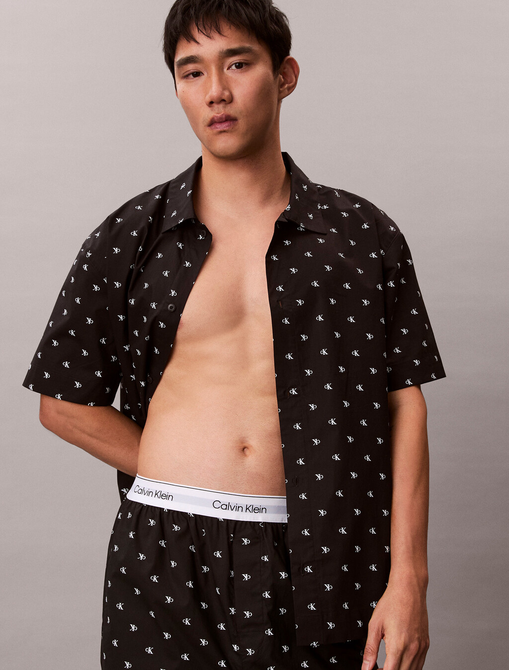 Cotton Poplin Sleep Shirt, DIAMOND LOGO BLACK, hi-res