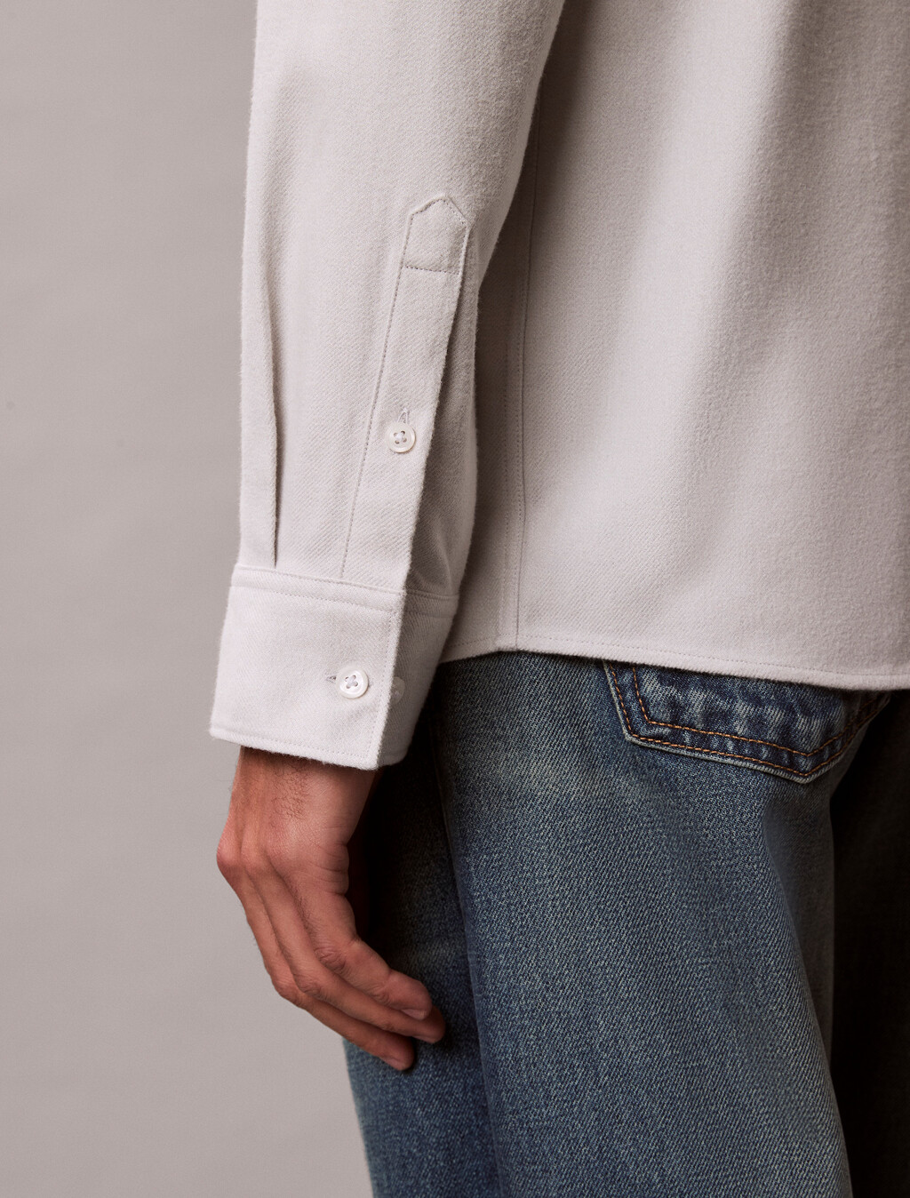 Melange Flannel Easy Button-Down Shirt, Harbor Mist, hi-res