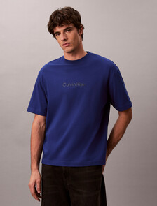Calvin Logo Crew Neck Tee, Blue Majesty, hi-res